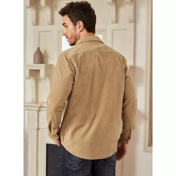 JMIERR Men's Corduroy Shirts Casual Western Long Sleeve Button Down Shacket Jackets with 2 Flap Pocket