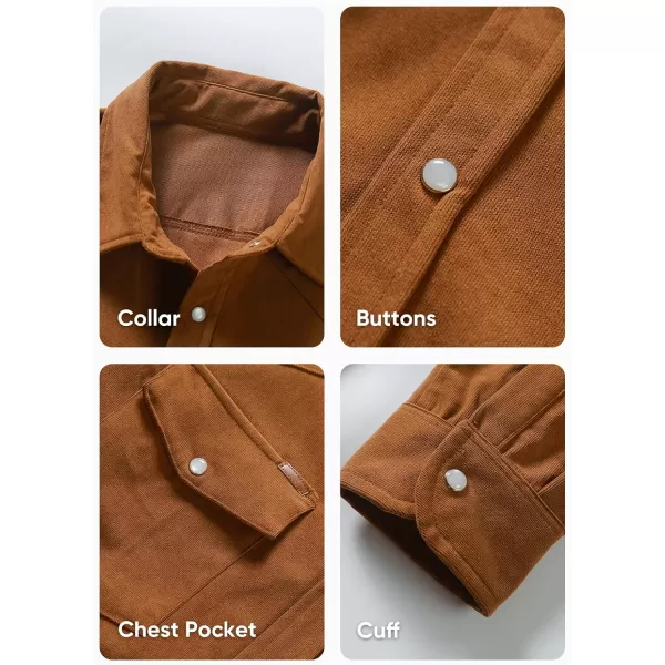 JMIERR Men's Corduroy Shirts Casual Western Long Sleeve Button Down Shacket Jackets with 2 Flap Pocket