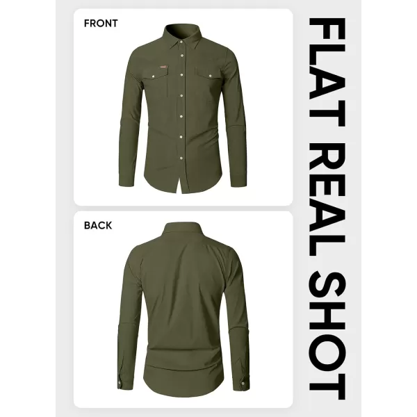 JMIERR Men's Corduroy Shirts Casual Western Long Sleeve Button Down Shacket Jackets with 2 Flap Pocket