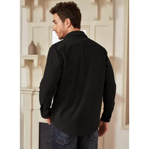 JMIERR Men's Corduroy Shirts Casual Western Long Sleeve Button Down Shacket Jackets with 2 Flap Pocket