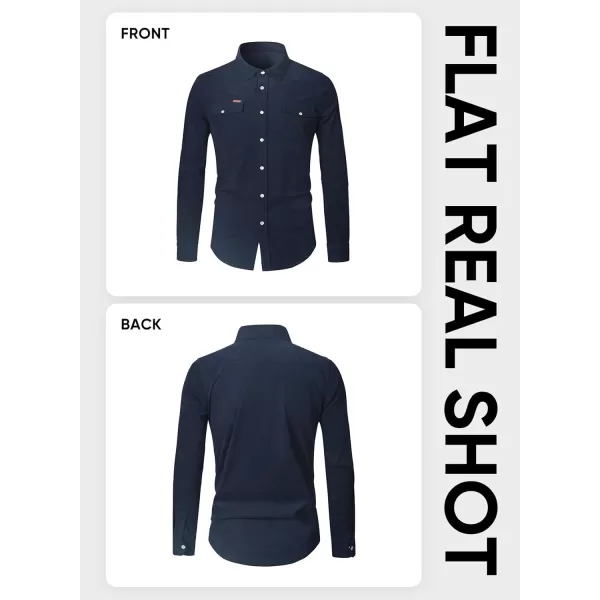 JMIERR Men's Corduroy Shirts Casual Western Long Sleeve Button Down Shacket Jackets with 2 Flap Pocket