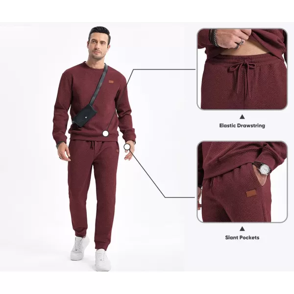 JMIERR Mens 2 Piece Outfits Knit Jacquard Pullover Sweatshirt Tracksuit &amp; Joggers Sweatpants Sweatsuit Sets with Pockets