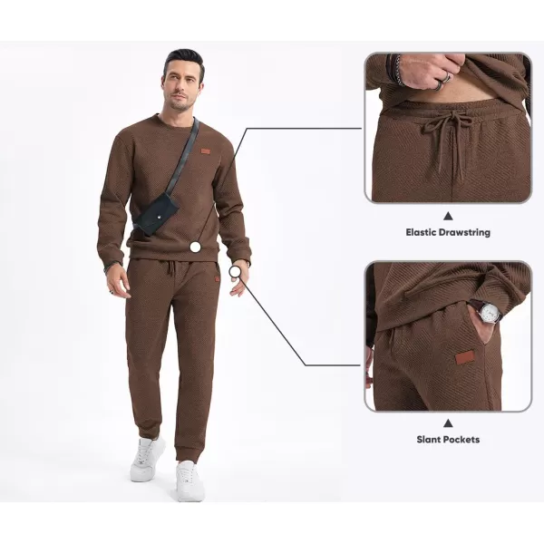 JMIERR Mens 2 Piece Outfits Knit Jacquard Pullover Sweatshirt Tracksuit &amp; Joggers Sweatpants Sweatsuit Sets with Pockets