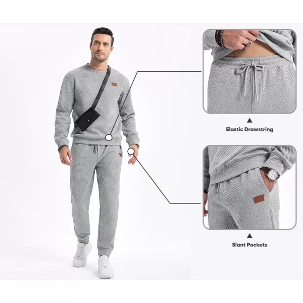 JMIERR Mens 2 Piece Outfits Knit Jacquard Pullover Sweatshirt Tracksuit &amp; Joggers Sweatpants Sweatsuit Sets with Pockets