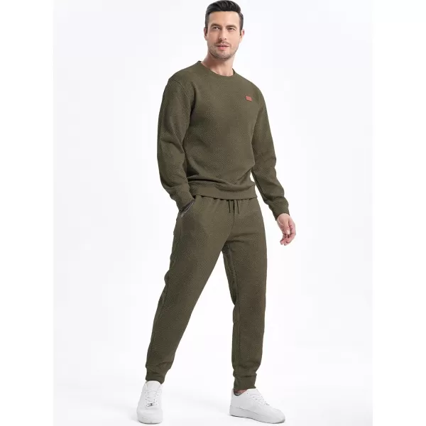 JMIERR Mens 2 Piece Outfits Knit Jacquard Pullover Sweatshirt Tracksuit &amp; Joggers Sweatpants Sweatsuit Sets with Pockets