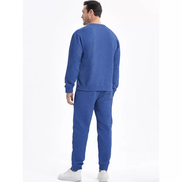 JMIERR Mens 2 Piece Outfits Knit Jacquard Pullover Sweatshirt Tracksuit &amp; Joggers Sweatpants Sweatsuit Sets with Pockets