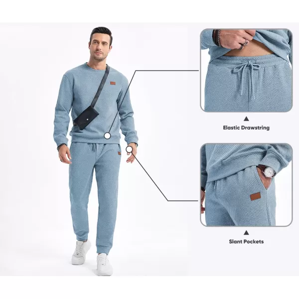 JMIERR Mens 2 Piece Outfits Knit Jacquard Pullover Sweatshirt Tracksuit &amp; Joggers Sweatpants Sweatsuit Sets with Pockets