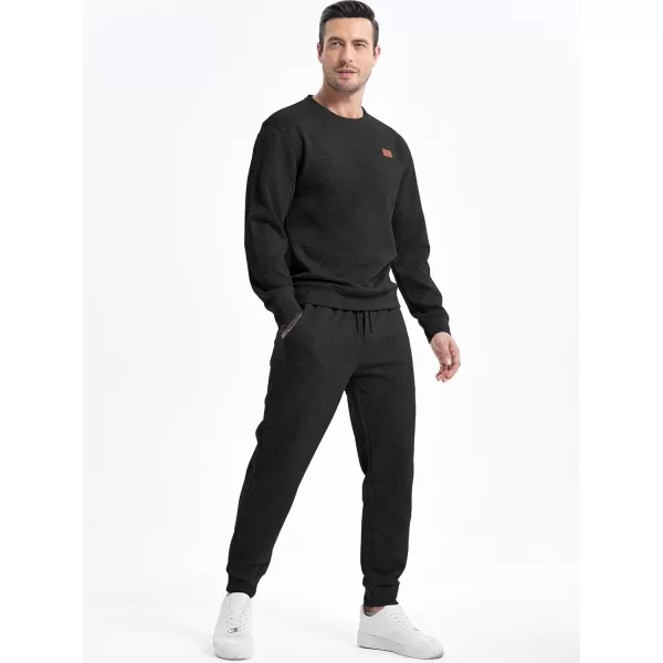 JMIERR Mens 2 Piece Outfits Knit Jacquard Pullover Sweatshirt Tracksuit &amp; Joggers Sweatpants Sweatsuit Sets with Pockets