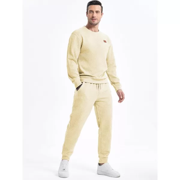 JMIERR Mens 2 Piece Outfits Knit Jacquard Pullover Sweatshirt Tracksuit &amp; Joggers Sweatpants Sweatsuit Sets with Pockets