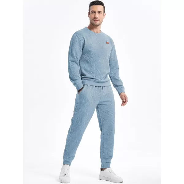 JMIERR Mens 2 Piece Outfits Knit Jacquard Pullover Sweatshirt Tracksuit &amp; Joggers Sweatpants Sweatsuit Sets with Pockets