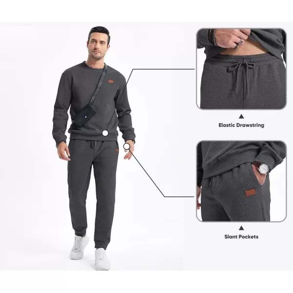 JMIERR Mens 2 Piece Outfits Knit Jacquard Pullover Sweatshirt Tracksuit &amp; Joggers Sweatpants Sweatsuit Sets with Pockets
