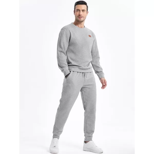JMIERR Mens 2 Piece Outfits Knit Jacquard Pullover Sweatshirt Tracksuit &amp; Joggers Sweatpants Sweatsuit Sets with Pockets