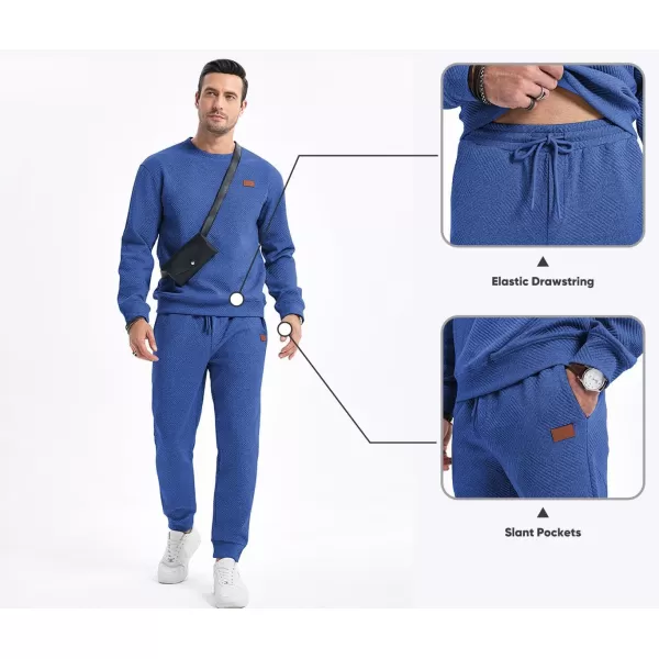 JMIERR Mens 2 Piece Outfits Knit Jacquard Pullover Sweatshirt Tracksuit &amp; Joggers Sweatpants Sweatsuit Sets with Pockets