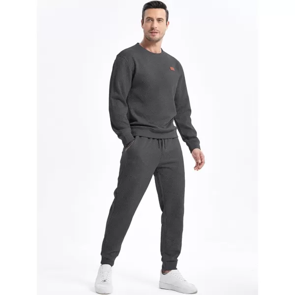 JMIERR Mens 2 Piece Outfits Knit Jacquard Pullover Sweatshirt Tracksuit &amp; Joggers Sweatpants Sweatsuit Sets with Pockets