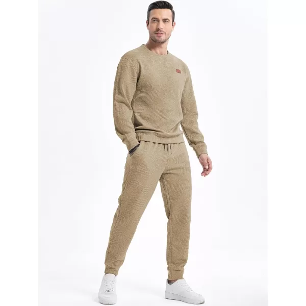 JMIERR Mens 2 Piece Outfits Knit Jacquard Pullover Sweatshirt Tracksuit &amp; Joggers Sweatpants Sweatsuit Sets with Pockets