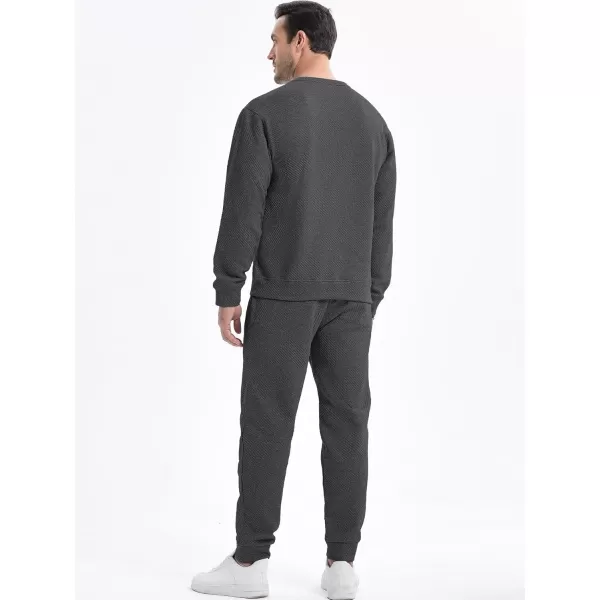 JMIERR Mens 2 Piece Outfits Knit Jacquard Pullover Sweatshirt Tracksuit &amp; Joggers Sweatpants Sweatsuit Sets with Pockets