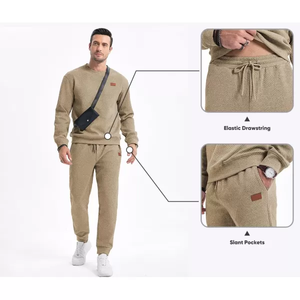 JMIERR Mens 2 Piece Outfits Knit Jacquard Pullover Sweatshirt Tracksuit &amp; Joggers Sweatpants Sweatsuit Sets with Pockets