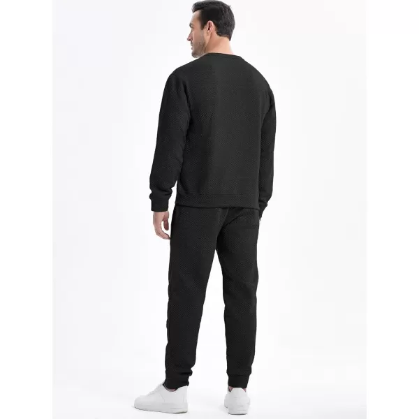 JMIERR Mens 2 Piece Outfits Knit Jacquard Pullover Sweatshirt Tracksuit &amp; Joggers Sweatpants Sweatsuit Sets with Pockets
