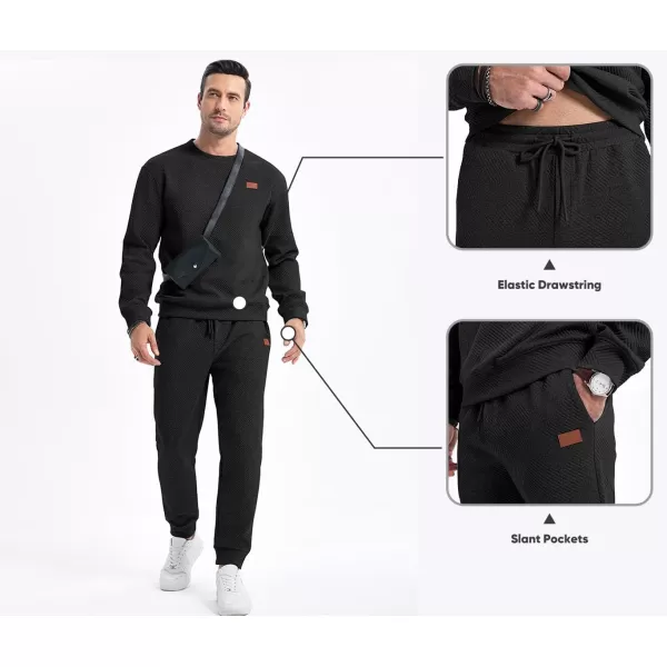 JMIERR Mens 2 Piece Outfits Knit Jacquard Pullover Sweatshirt Tracksuit &amp; Joggers Sweatpants Sweatsuit Sets with Pockets