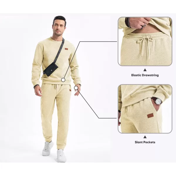 JMIERR Mens 2 Piece Outfits Knit Jacquard Pullover Sweatshirt Tracksuit &amp; Joggers Sweatpants Sweatsuit Sets with Pockets