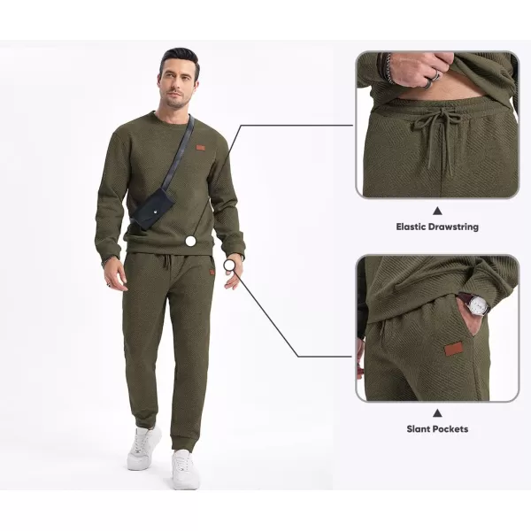 JMIERR Mens 2 Piece Outfits Knit Jacquard Pullover Sweatshirt Tracksuit &amp; Joggers Sweatpants Sweatsuit Sets with Pockets