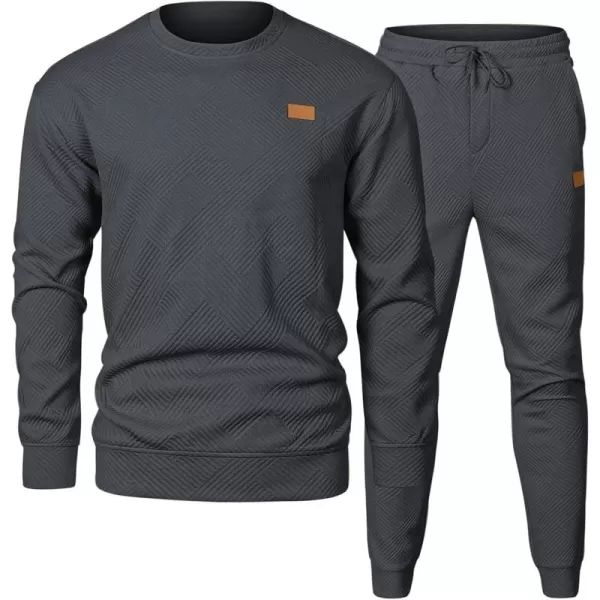 JMIERR Mens 2 Piece Outfits Knit Jacquard Pullover Sweatshirt Tracksuit &amp; Joggers Sweatpants Sweatsuit Sets with Pockets