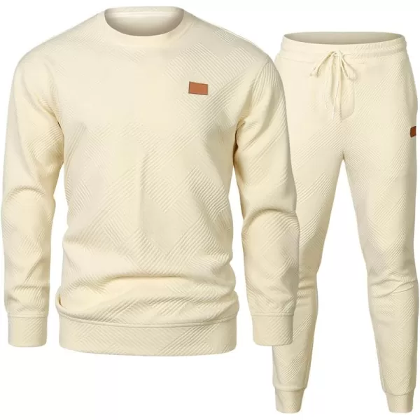JMIERR Mens 2 Piece Outfits Knit Jacquard Pullover Sweatshirt Tracksuit &amp; Joggers Sweatpants Sweatsuit Sets with Pockets