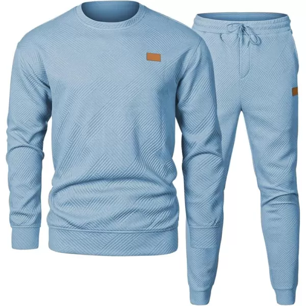JMIERR Mens 2 Piece Outfits Knit Jacquard Pullover Sweatshirt Tracksuit &amp; Joggers Sweatpants Sweatsuit Sets with Pockets