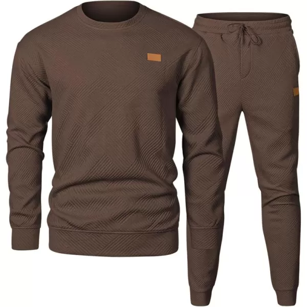 JMIERR Mens 2 Piece Outfits Knit Jacquard Pullover Sweatshirt Tracksuit &amp; Joggers Sweatpants Sweatsuit Sets with Pockets