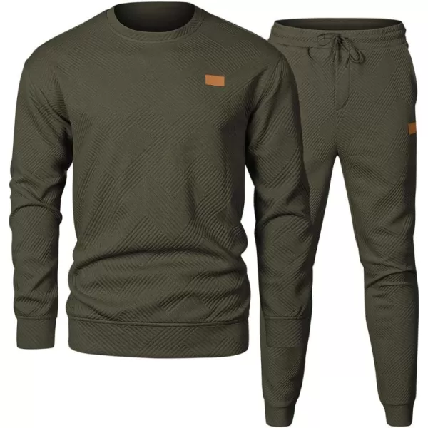 JMIERR Mens 2 Piece Outfits Knit Jacquard Pullover Sweatshirt Tracksuit &amp; Joggers Sweatpants Sweatsuit Sets with Pockets