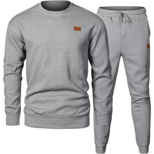 JMIERR Mens 2 Piece Outfits Knit Jacquard Pullover Sweatshirt Tracksuit &amp; Joggers Sweatpants Sweatsuit Sets with Pockets