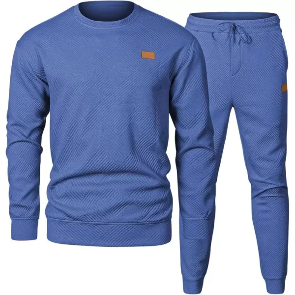 JMIERR Mens 2 Piece Outfits Knit Jacquard Pullover Sweatshirt Tracksuit &amp; Joggers Sweatpants Sweatsuit Sets with Pockets