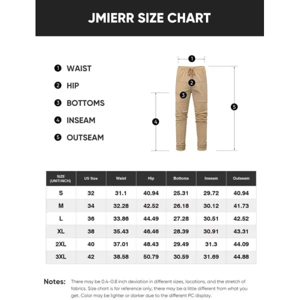 JMIERR Men's Casual Pants Cotton Twill Elastic Drawstring Waist Tapered Chino Pants with Pockets