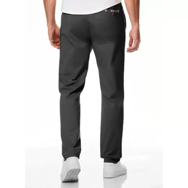 JMIERR Men's Casual Pants Cotton Twill Elastic Drawstring Waist Tapered Chino Pants with Pockets