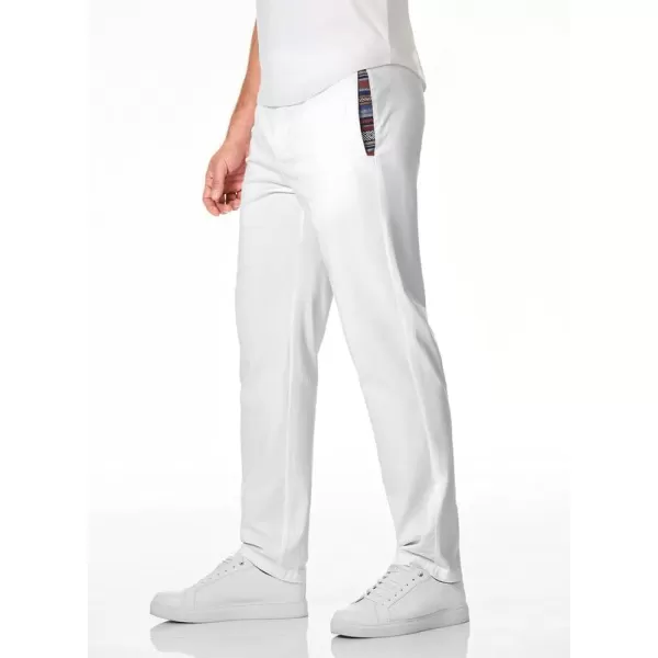 JMIERR Men's Casual Pants Cotton Twill Elastic Drawstring Waist Tapered Chino Pants with Pockets