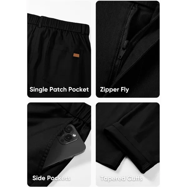 imageJMIERR Mens Chino Pants Casual Stretch Waist Tapered Trousers with PocketsBlack
