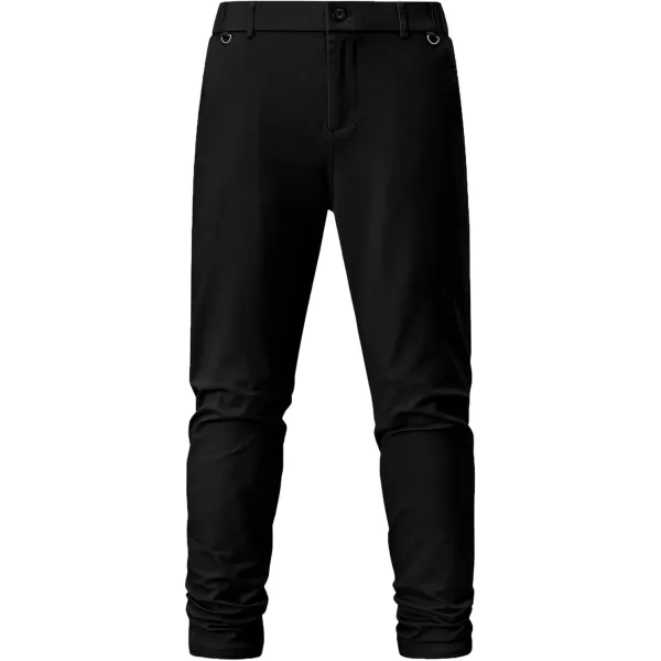 imageJMIERR Mens Chino Pants Casual Stretch Waist Tapered Trousers with PocketsBlack
