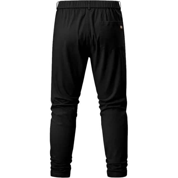 imageJMIERR Mens Chino Pants Casual Stretch Waist Tapered Trousers with PocketsBlack