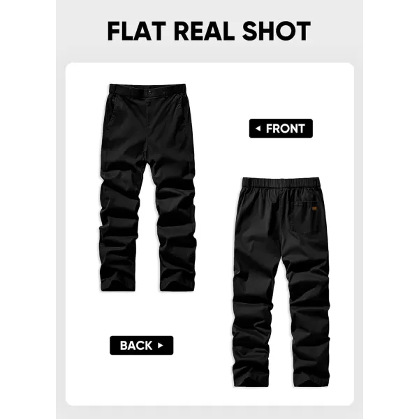 imageJMIERR Mens Chino Pants Casual Stretch Waist Tapered Trousers with PocketsBlack