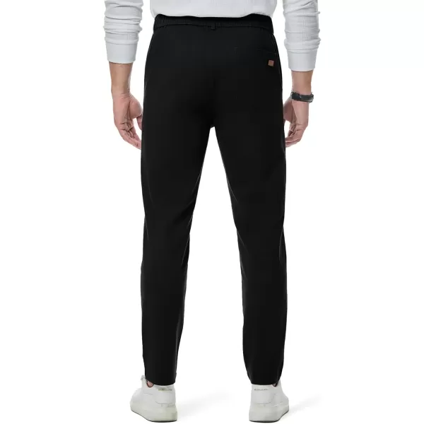 imageJMIERR Mens Chino Pants Casual Stretch Waist Tapered Trousers with PocketsBlack