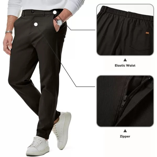 imageJMIERR Mens Chino Pants Casual Stretch Waist Tapered Trousers with PocketsChicory Coffee