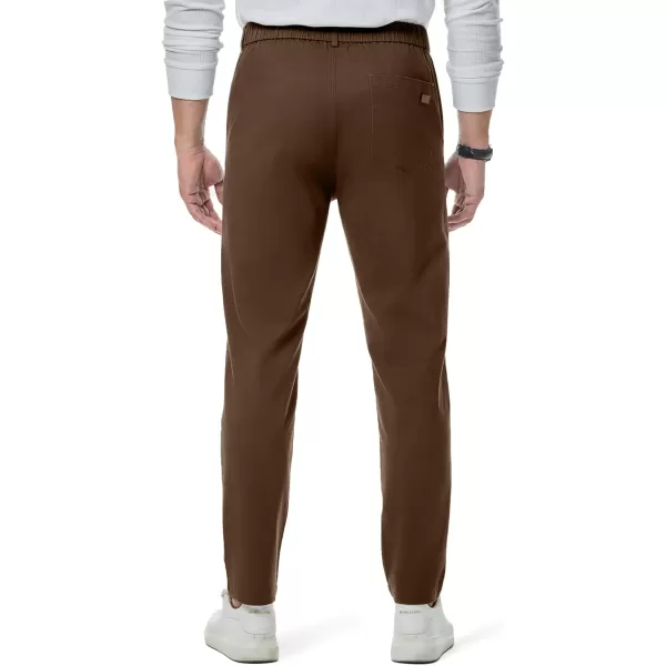 imageJMIERR Mens Chino Pants Casual Stretch Waist Tapered Trousers with PocketsCoffee