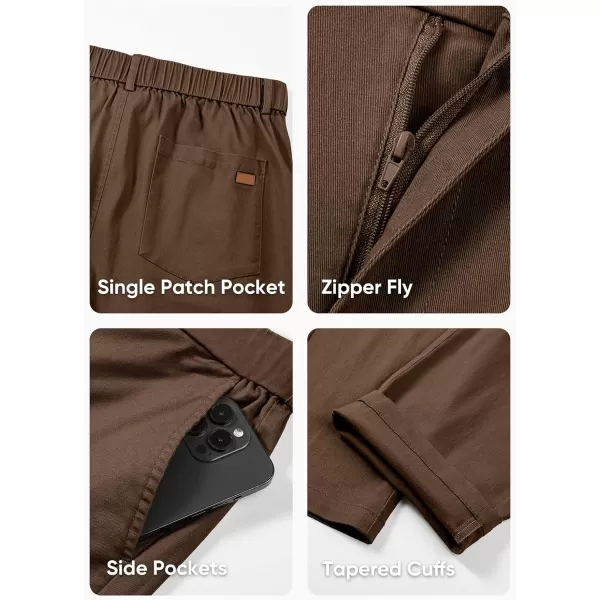 imageJMIERR Mens Chino Pants Casual Stretch Waist Tapered Trousers with PocketsCoffee