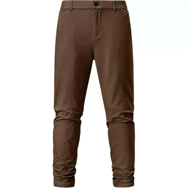imageJMIERR Mens Chino Pants Casual Stretch Waist Tapered Trousers with PocketsCoffee