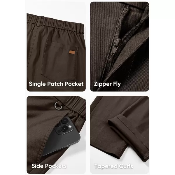 imageJMIERR Mens Chino Pants Casual Stretch Waist Tapered Trousers with PocketsDark Brown