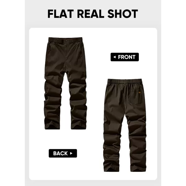 imageJMIERR Mens Chino Pants Casual Stretch Waist Tapered Trousers with PocketsDark Brown