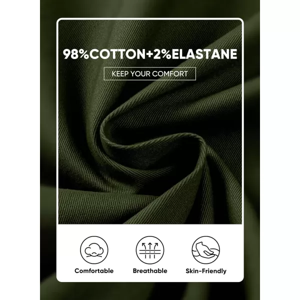imageJMIERR Mens Chino Pants Casual Stretch Waist Tapered Trousers with PocketsDark Green