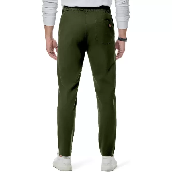 imageJMIERR Mens Chino Pants Casual Stretch Waist Tapered Trousers with PocketsDark Green