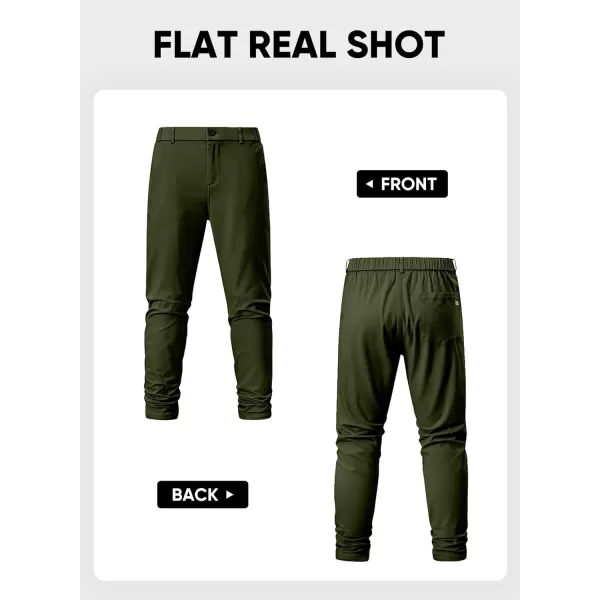 imageJMIERR Mens Chino Pants Casual Stretch Waist Tapered Trousers with PocketsDark Green