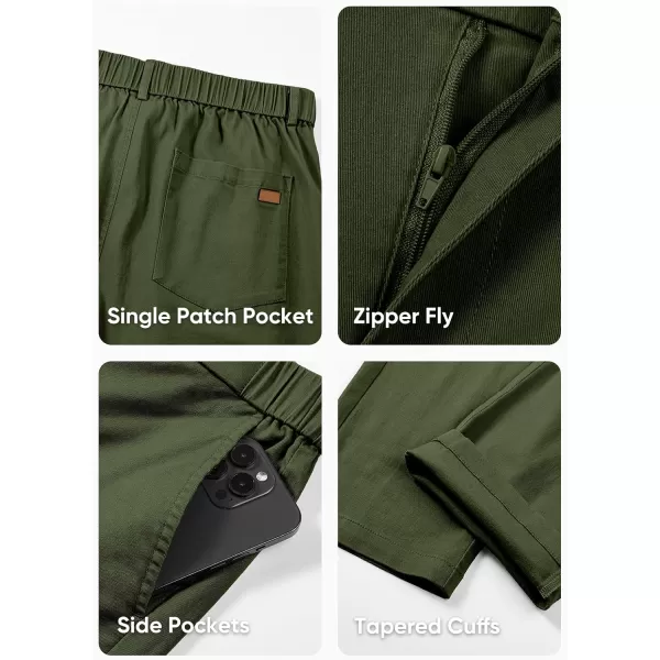 imageJMIERR Mens Chino Pants Casual Stretch Waist Tapered Trousers with PocketsDark Green